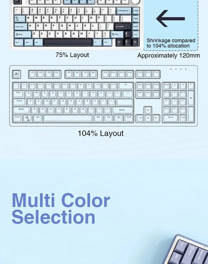 Teclado Mecânico Gamer AULA F75 75% RGB Hot-Swap Bluetooth 2.4G USB