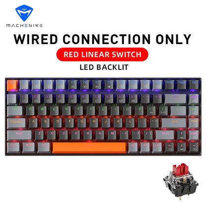 Teclado Mecânico Gamer Machenike K500A-B84 – Layout 75% Compacto (84 Teclas), Switches HUANO Hot-Swappable, Keycaps PBT Doubleshot e Cabo USB-C Removível