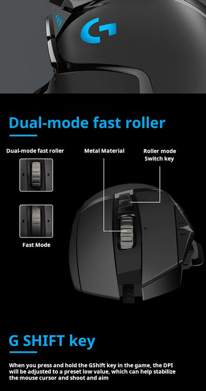 Mouse Gamer Logitech G502 HERO RGB com 11 Botões e 25.600 DPI