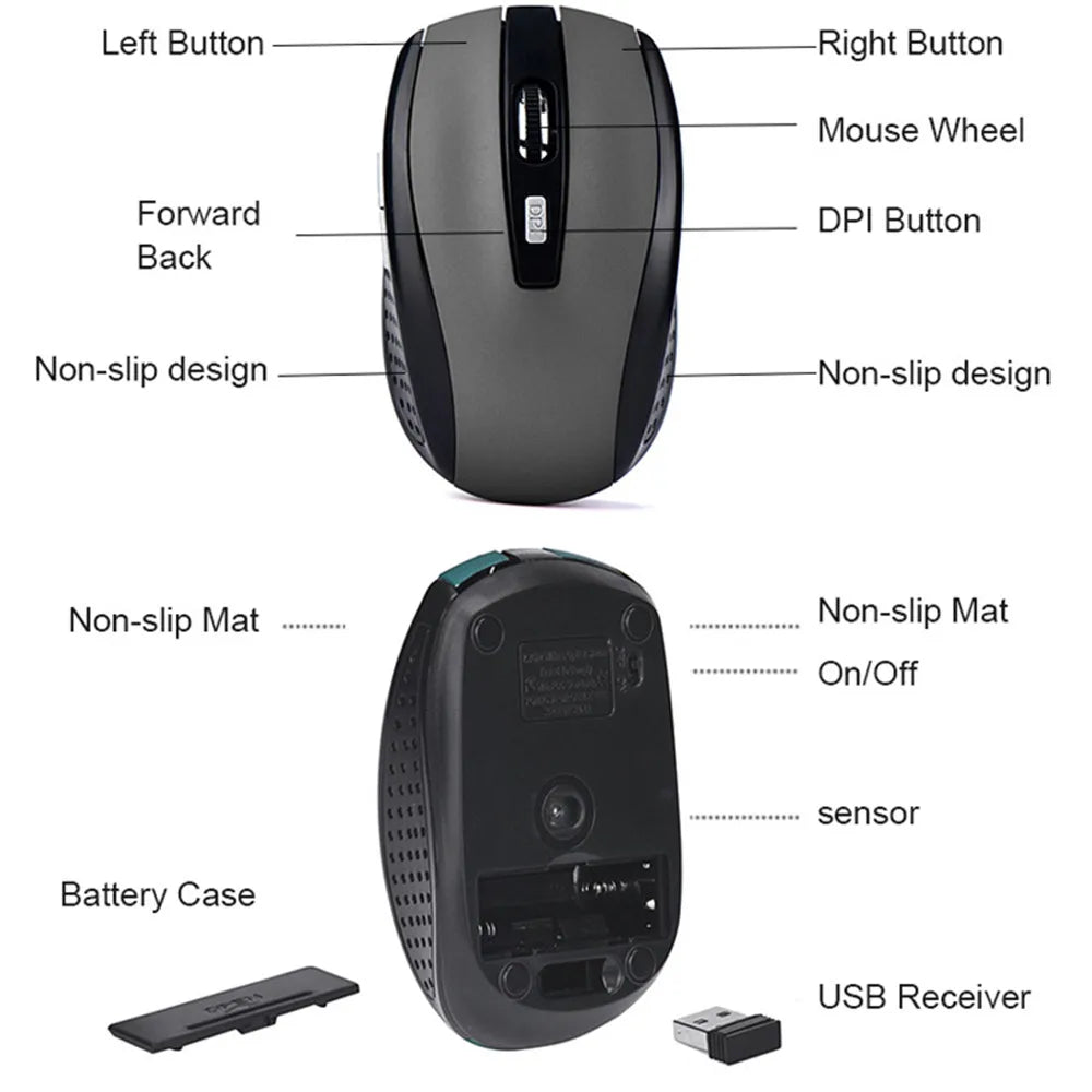 Mouse Sem Fio 2.4G Kebidumei — 1200 DPI