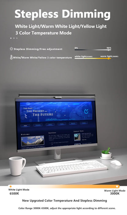 Luminária de Monitor Light Bar 50cm – Barra de Luz LED com Escurecimento Contínuo e Anti-Reflexo