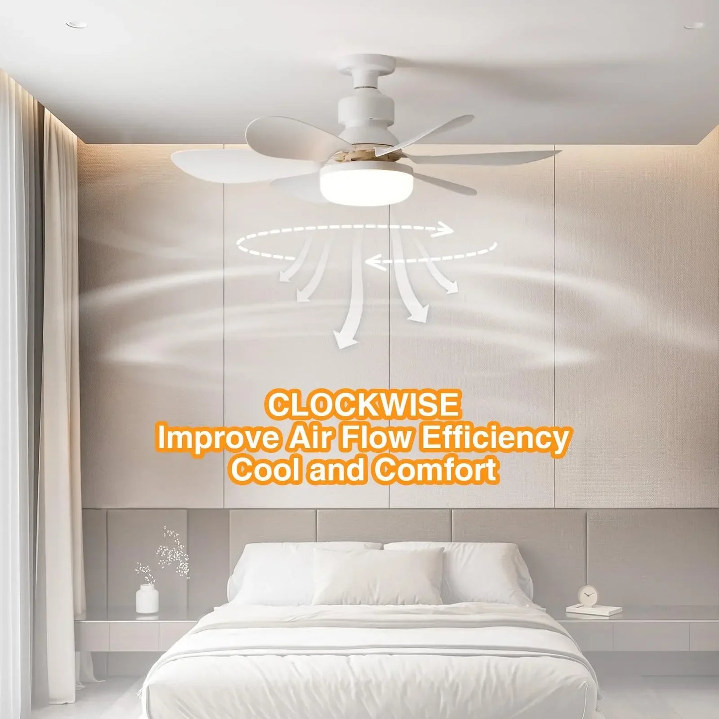 Lâmpada Ventilador de Teto LED 40W Bivolt E27 Dimerizável com Controle Remoto