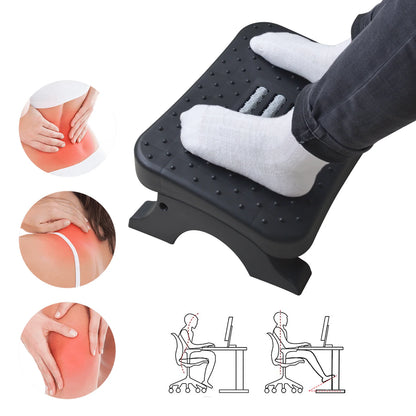 Apoio de Pés Ergonômico para Baixo da Mesa com Rolos de Massagem – Suporte Antiderrapante para Correção de Postura e Alívio de Dores