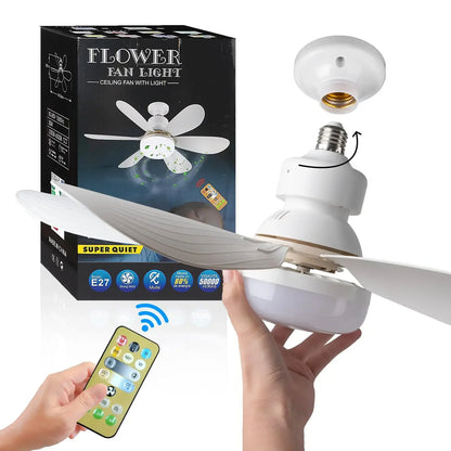 Lâmpada Ventilador de Teto LED 40W Bivolt E27 Dimerizável com Controle Remoto