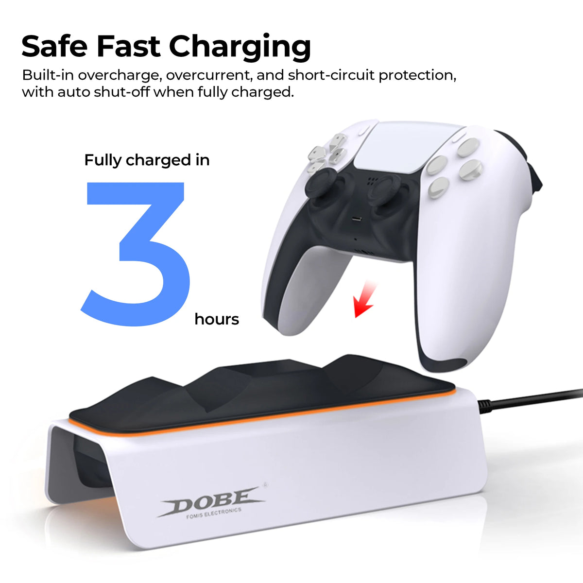 Base Carregadora KOMIER para 2 Controles PS5 DualSense com Indicador LED