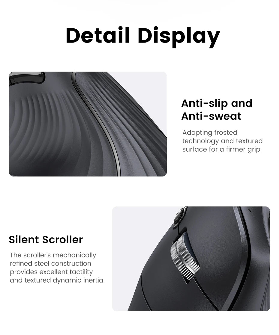 UGREEN — Mouse Vertical Ergonômico Sem Fio 4000 DPI