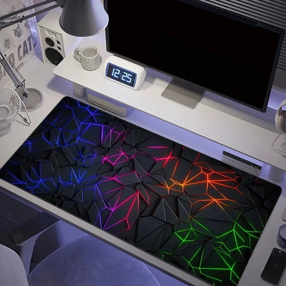 Desk Mat Gamer Gradiente Neon XXL – Mouse Pad Speed com Borda Costurada