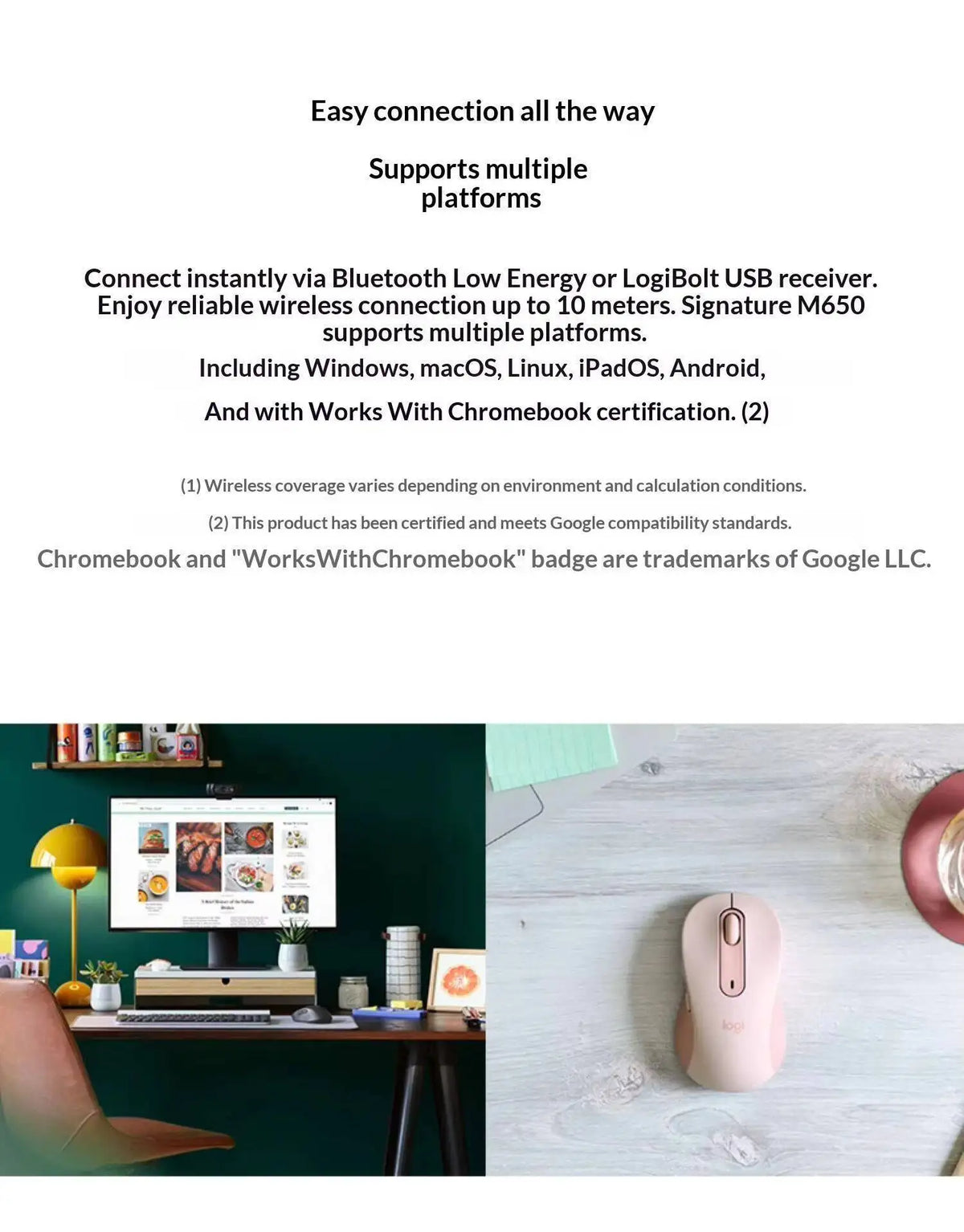 Logitech M650 — Mouse Ergonômico Sem Fio