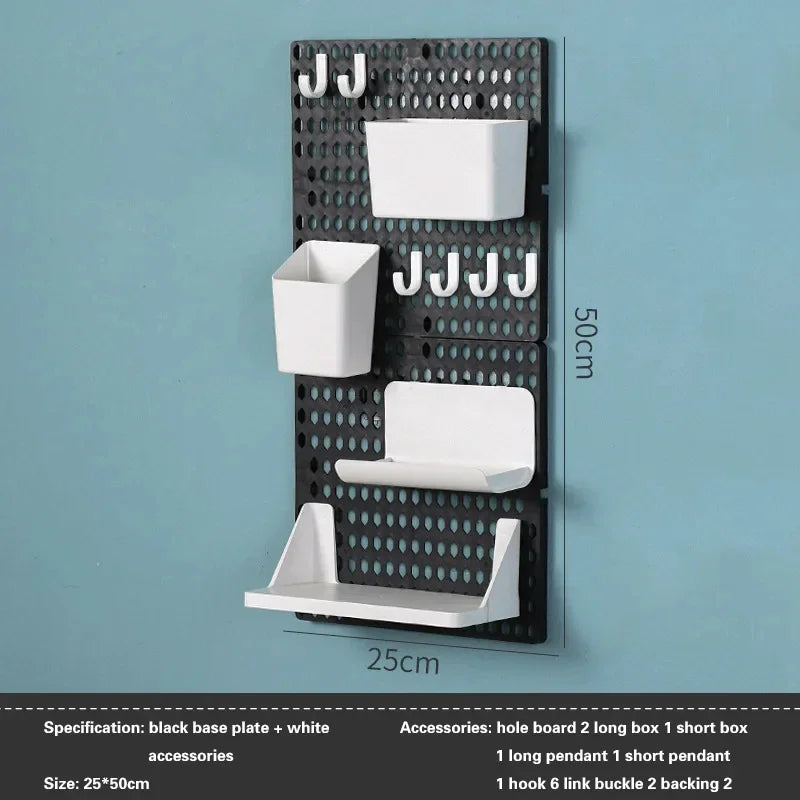 Kit Pegboard Organizador de Parede Modulável – Painel de Ferramentas e Utensílios para Cozinha, Banheiro e Oficina
