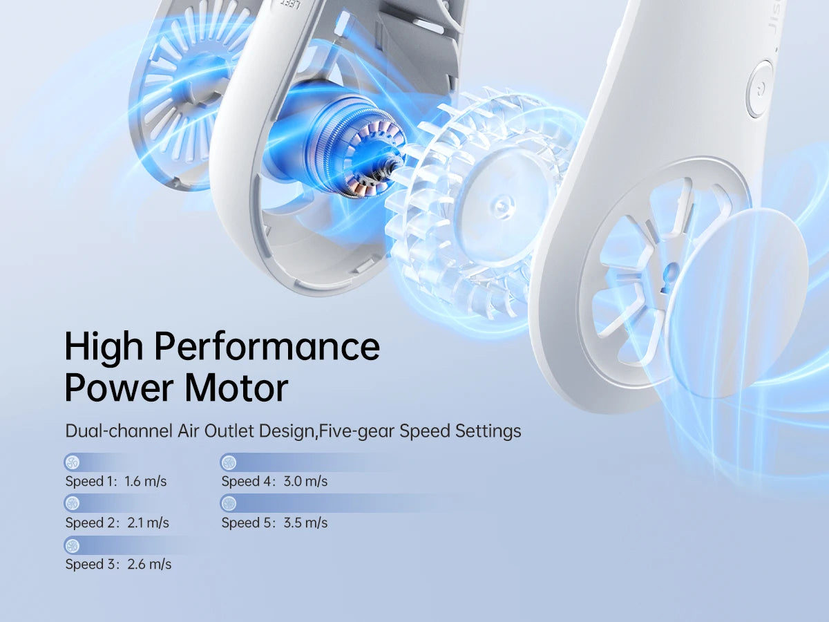 Ventilador de Pescoço Portátil JISULIFE FA14 4000mAh Sem Pás Recarregável USB-C