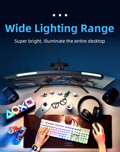 Luminária de Monitor Light Bar com Controle Remoto – Barra de Luz LED Anti-Luz Azul e Iluminação Direcional