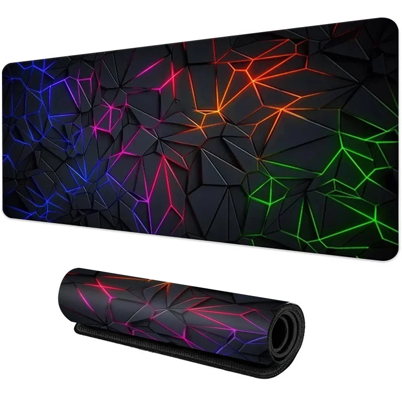 Desk Mat Gamer Gradiente Neon XXL – Mouse Pad Speed com Borda Costurada