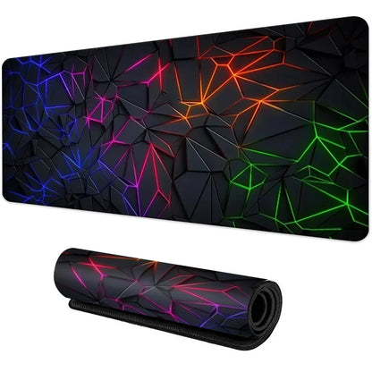 Desk Mat Gamer Gradiente Neon XXL – Mouse Pad Speed com Borda Costurada