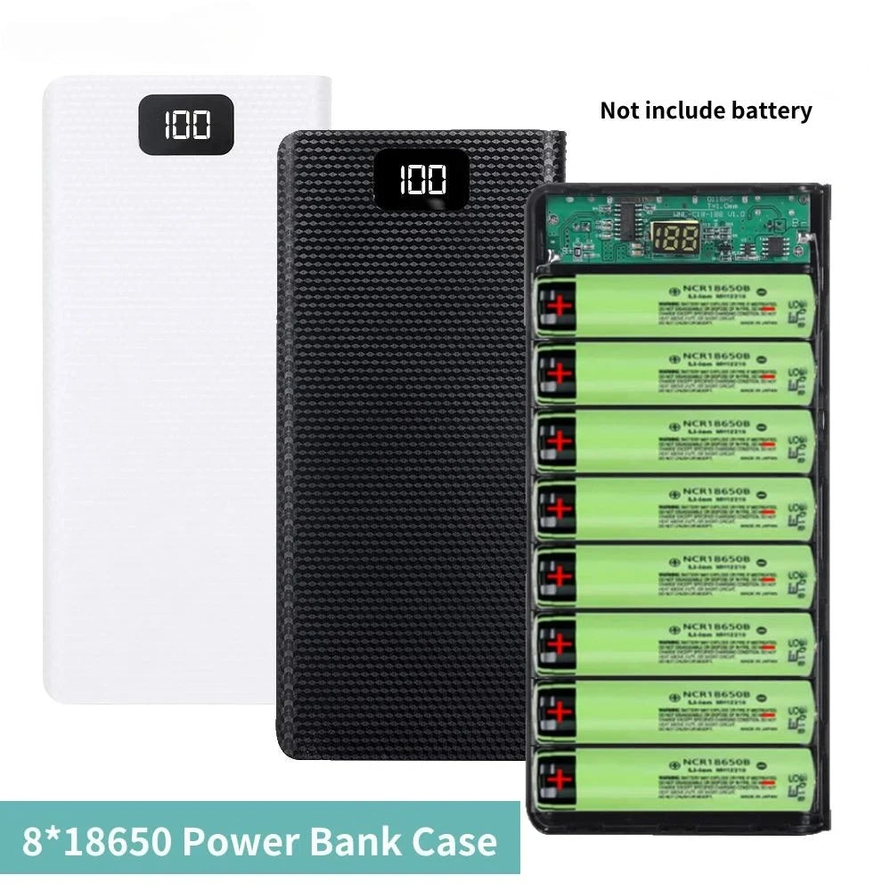 Case Power Bank DIY VIKEFON C18 para 8 Baterias 18650 com Display LCD e Lanterna LED