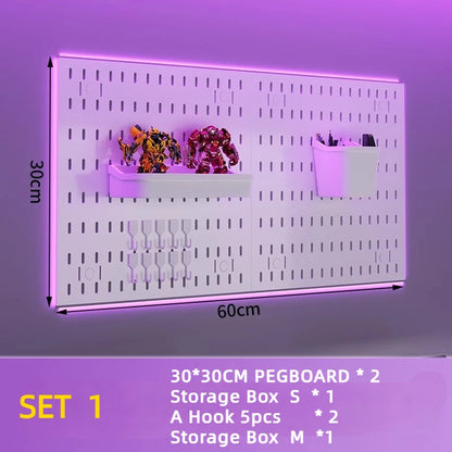 Painel Pegboard Organizador de Parede Modulável – Suporte para Cozinha, Garagem, Quarto e Artesanato
