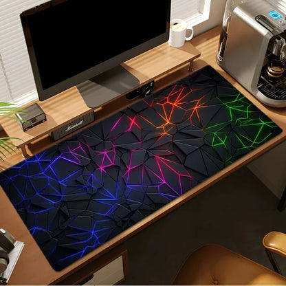 Desk Mat Gamer Gradiente Neon XXL – Mouse Pad Speed com Borda Costurada