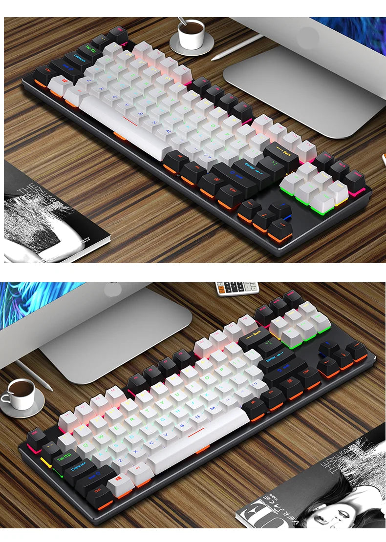 AyeBeau — Teclado Mecânico Gamer RGB 87 Teclas