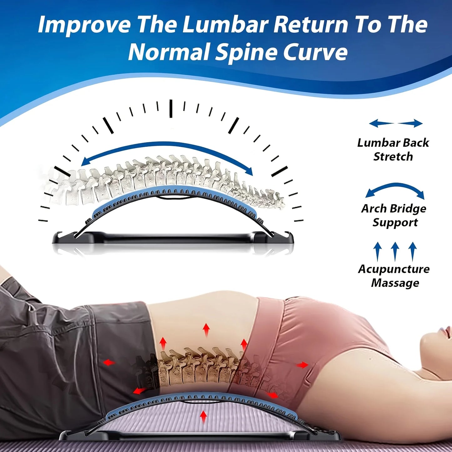 Extensor Dorsal Regulavel de 4 Niveis e Suporte Ergonomico Lombar