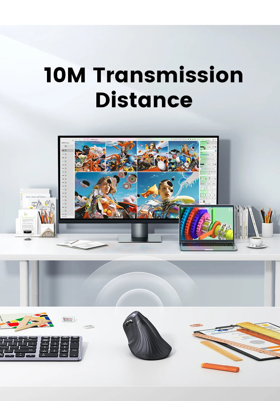 UGREEN — Mouse Vertical Ergonômico Sem Fio 4000 DPI