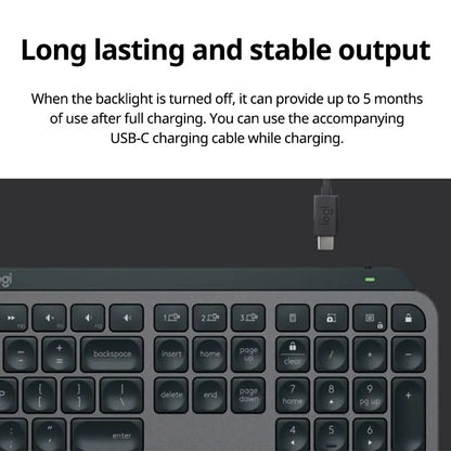 Teclado Sem Fio Logitech MX Keys S Bluetooth com Retroiluminação e Logi Bolt