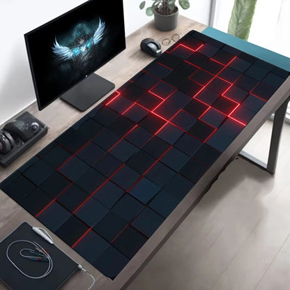 Desk Mat Gamer Gradiente Neon XXL – Mouse Pad Speed com Borda Costurada
