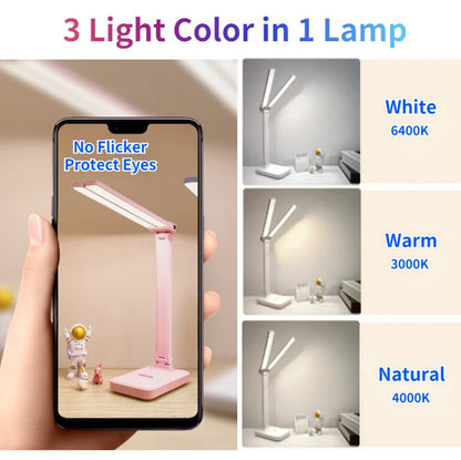 Luminária de Mesa LED Articulada – Touch Screen, 3 Tons de Luz e Bateria Recarregável
