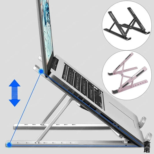 Suporte para Notebook e Tablet Portátil Dobrável – Base Ergonômica com Ajuste de Altura de 7 Níveis e Dissipação de Calor