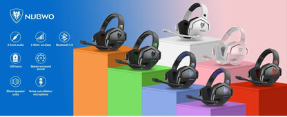 NUBWO G06 — Headset Gamer Sem Fio 2.4GHz + Bluetooth 5.3