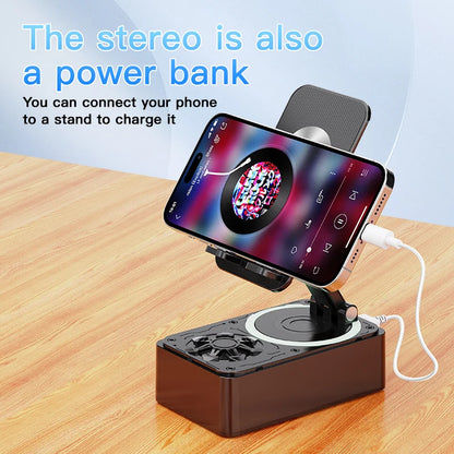 Suporte de Celular Articulado 3 em 1 com Caixa de Som Bluetooth e Power Bank