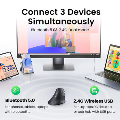 UGREEN — Mouse Vertical Ergonômico Sem Fio 4000 DPI