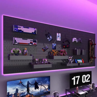 Painel Pegboard Organizador de Parede Modulável – Suporte para Cozinha, Garagem, Quarto e Artesanato