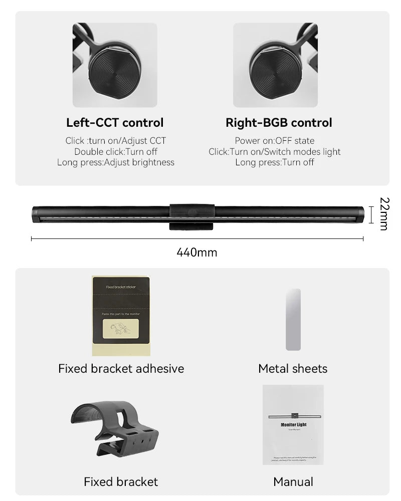 Luminária de Monitor Light Bar com Controle Remoto – Barra de Luz LED Anti-Luz Azul e Iluminação Direcional