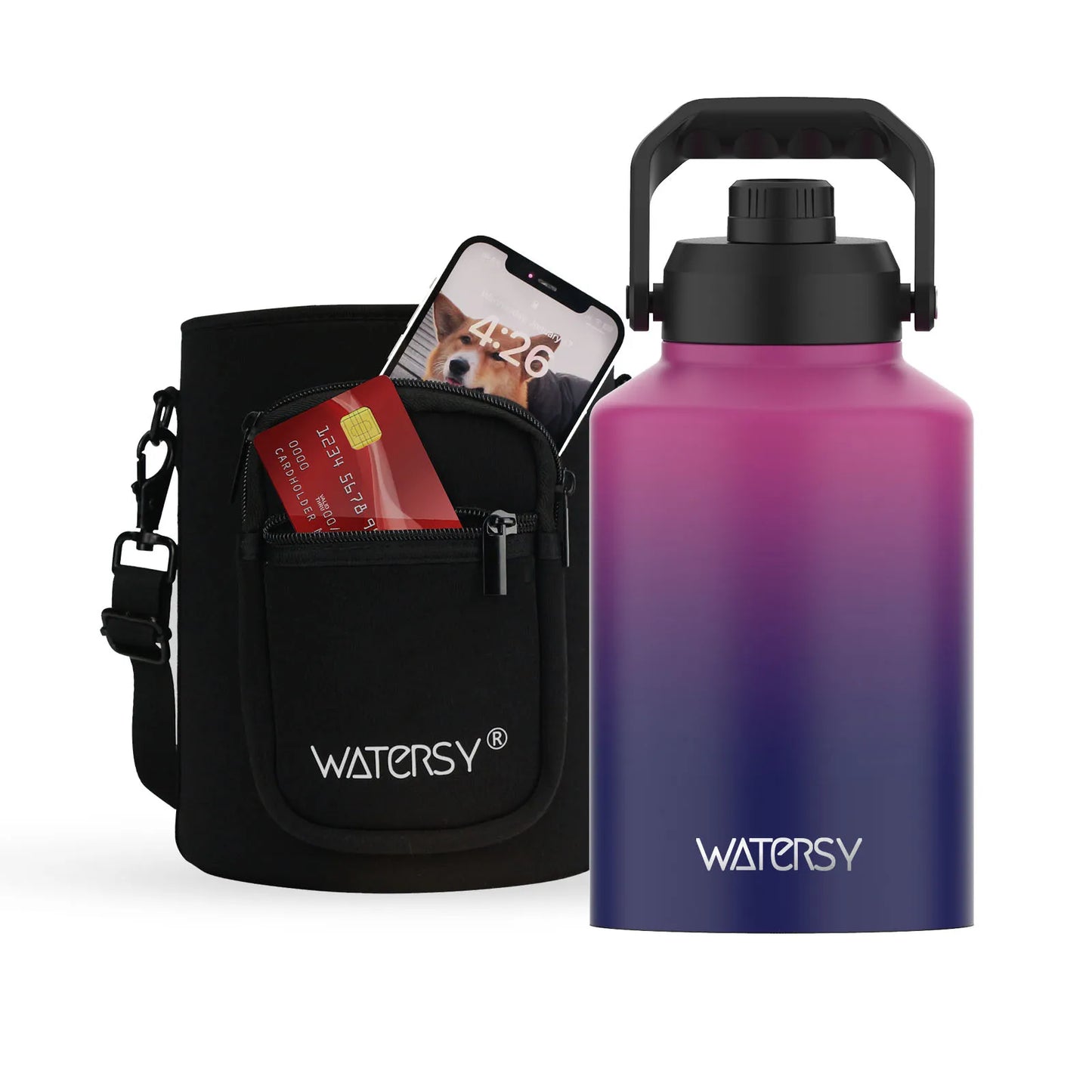 Garrafa Térmica Watersy em Inox 304 de Alta Capacidade com Alça de Alta Carga (64oz / 87oz / 128oz)