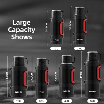 Garrafa Térmica Industrial em Aço Inox 304 com Alça Ergonômica e Base de Silicone (1.7L / 2.