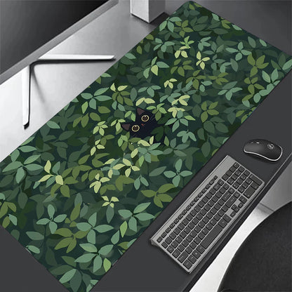 Tapete de teclado Black Cat Clouds com entrega rápida, trava de borda, extenso, kawaii, rosa e roxo, para proteção de mesa de escritório, tamanho XXL.