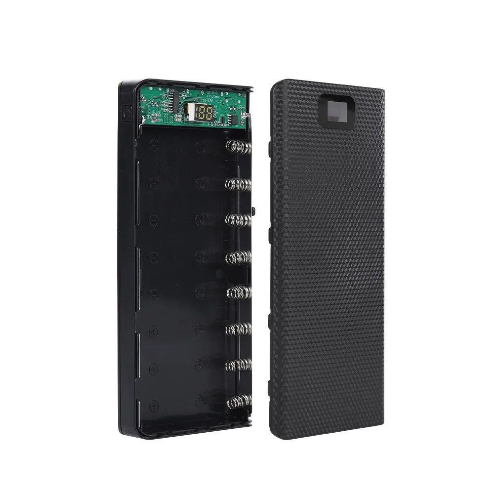 Case Power Bank DIY kebidumei C18 para 8 Baterias 18650 com Display LCD e Lanterna LED