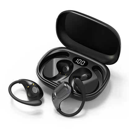 Fone TWS Bluetooth 5.4 Ear Hook — HiFi com ANC e Display LED