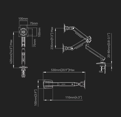 Suporte Articulado para Monitor com Pistão a Gás NB F80 (17" a 30")