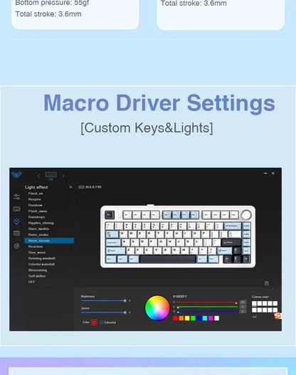 Teclado Mecânico Gamer AULA F75 75% RGB Hot-Swap Bluetooth 2.4G USB