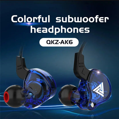 Fone de Ouvido Retorno de Palco In-Ear QKZ AK6 – Driver Dinâmico de 10mm, Cabo TPE com Microfone e Conexão P2 de 3.5mm para Monitoramento e Uso Diário