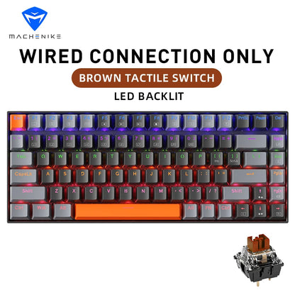 Teclado Mecânico Gamer Machenike K500A-B84 – Layout 75% Compacto (84 Teclas), Switches HUANO Hot-Swappable, Keycaps PBT Doubleshot e Cabo USB-C Removível
