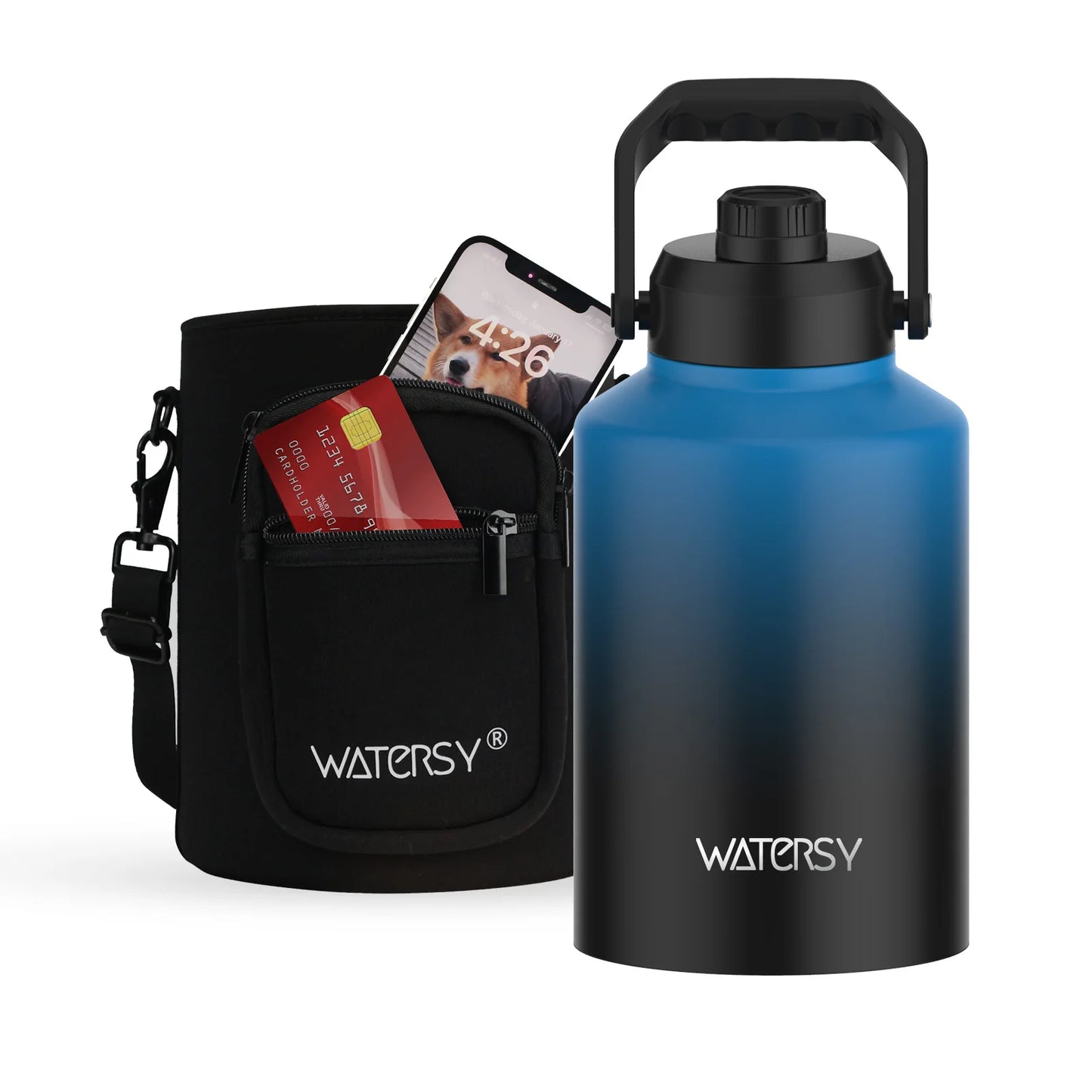 Garrafa Térmica Watersy em Inox 304 de Alta Capacidade com Alça de Alta Carga (64oz / 87oz / 128oz)