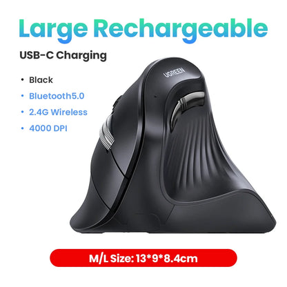UGREEN — Mouse Vertical Ergonômico Sem Fio 4000 DPI