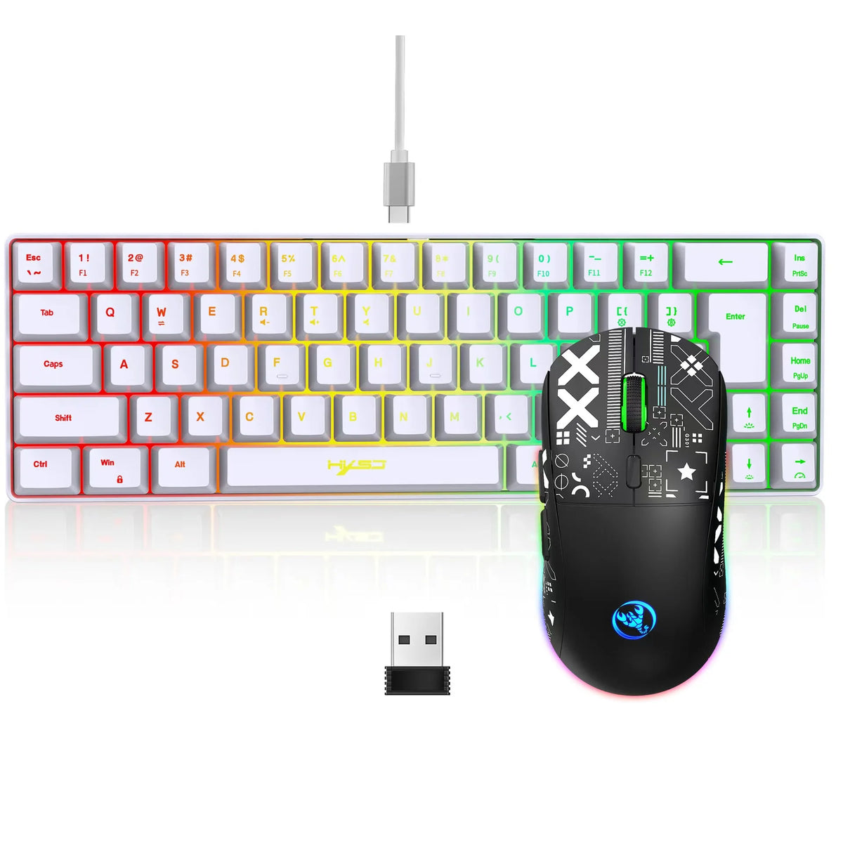 HXSJ V200 + T90 — Combo Teclado 68 Teclas e Mouse Gamer