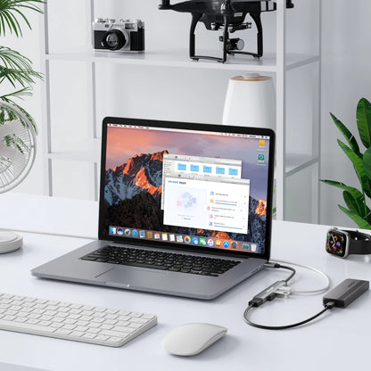 Hub USB Lemorele de Longo Alcance (120cm) com 4 Portas – Alumínio e Conexão Rápida