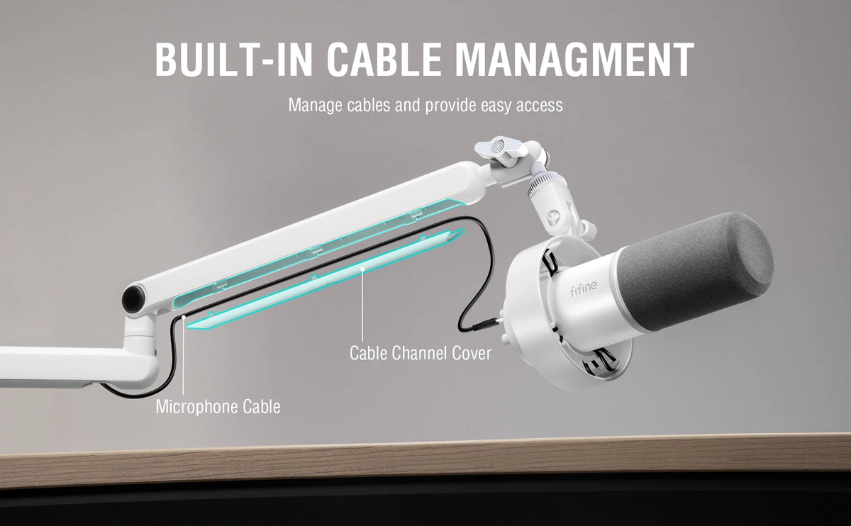 Braço Articulado para Microfone FIFINE BM88W com Fixação de Mesa e Gerenciamento de Cabos