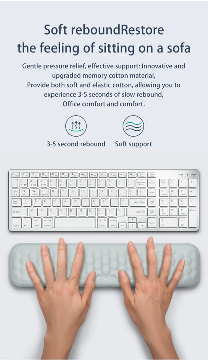 Apoio de pulso para teclado e mouse em espuma viscoelástica, suporte ergonômico para as mãos, ideal para notebooks e laptops.