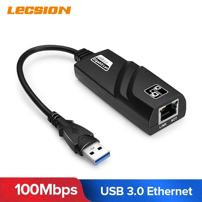 Adaptador Placa de Rede Externa USB 3.0 para Rede Cabeada RJ45 LAN Ethernet 10/100 Mbps