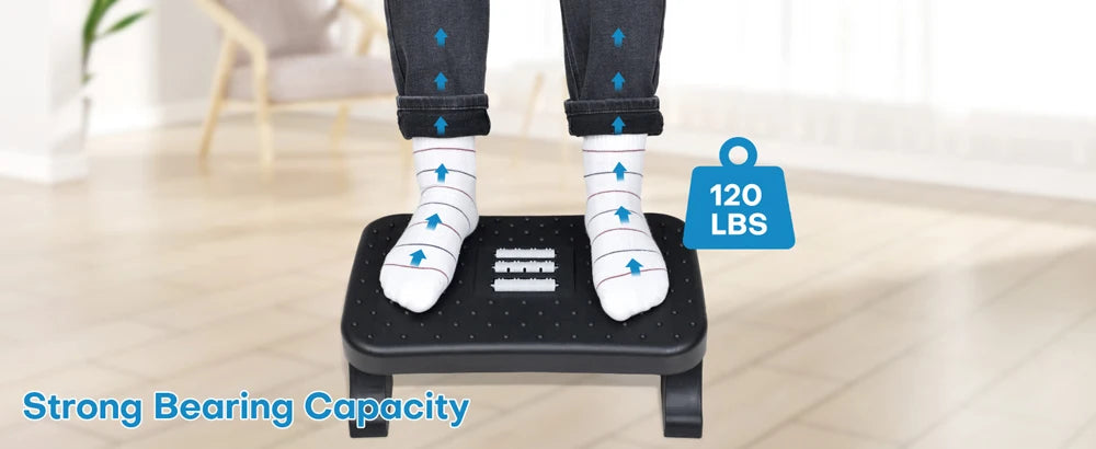 Apoio de Pés Ergonômico de Alta Resistência – Suporte de Mesa com Rolos de Massagem (Suporta até 54 kg)