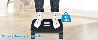 Apoio de Pés Ergonômico de Alta Resistência – Suporte de Mesa com Rolos de Massagem (Suporta até 54 kg)